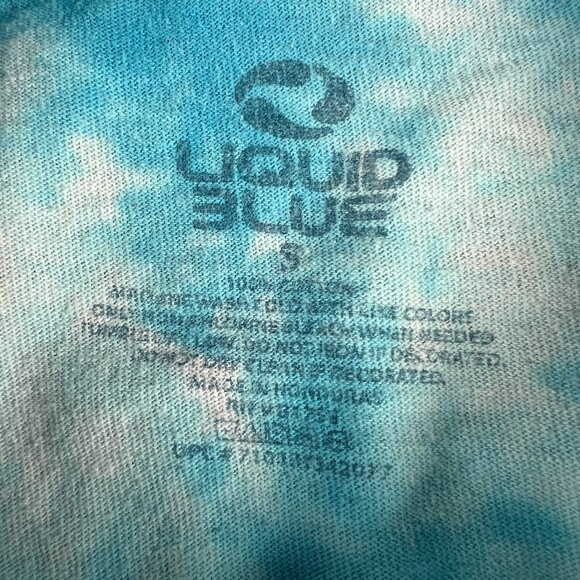 Liquid Blue Alice In Wonderland Shirt Small Blue Tie Dye Mega Print Short Sleeve - Picture 6 of 11